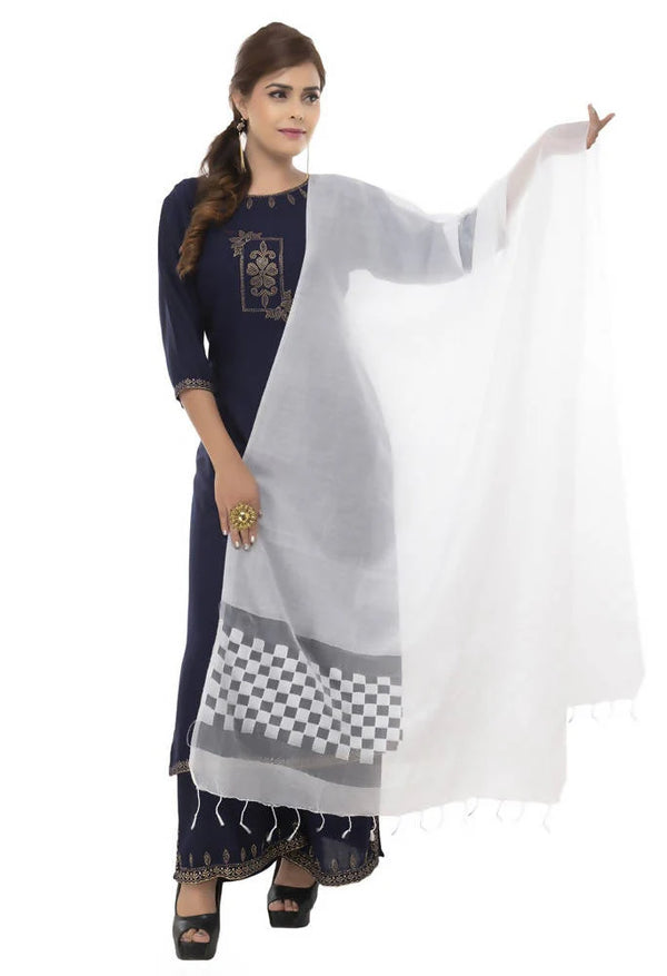 Mominos Fashion White Buta Cut Dupatta