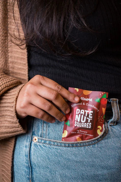 Gladful Date Nut Squares - Almond & Cranberries: 8 Bars