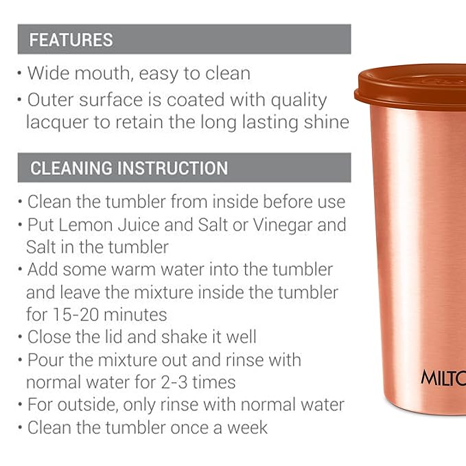 MILTON Copper Drinking Water Tumbler with Lid