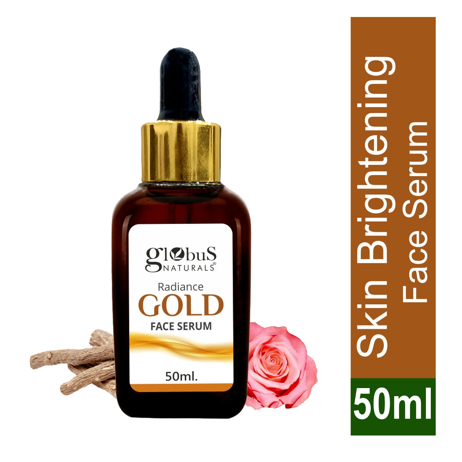 Globus Naturals Gold Radiance Anti Ageing & Brightening Face Serum, Suitable For All Skin Types