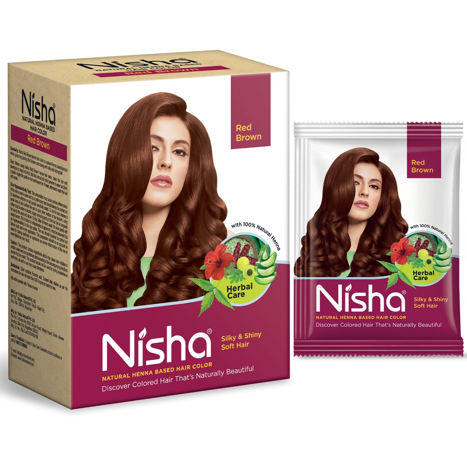 Nisha Henna Based Hair Colour for Women & Men Red Brown