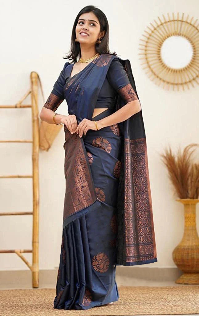 Vamika Navy Banarasi Jacquard Weaving Saree