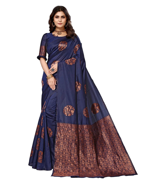 Vamika Navy Banarasi Jacquard Weaving Saree