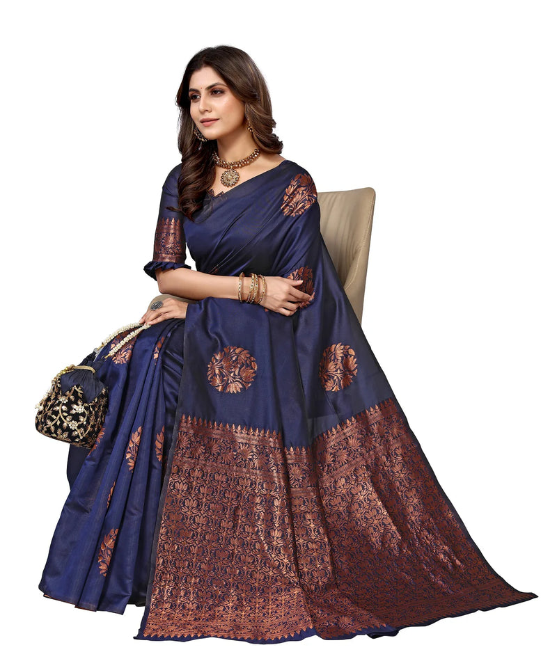 Vamika Navy Banarasi Jacquard Weaving Saree