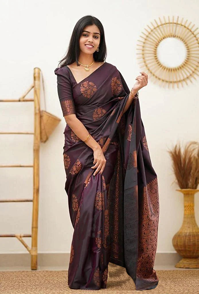 Vamika Purple Banarasi Jacquard Weaving Saree
