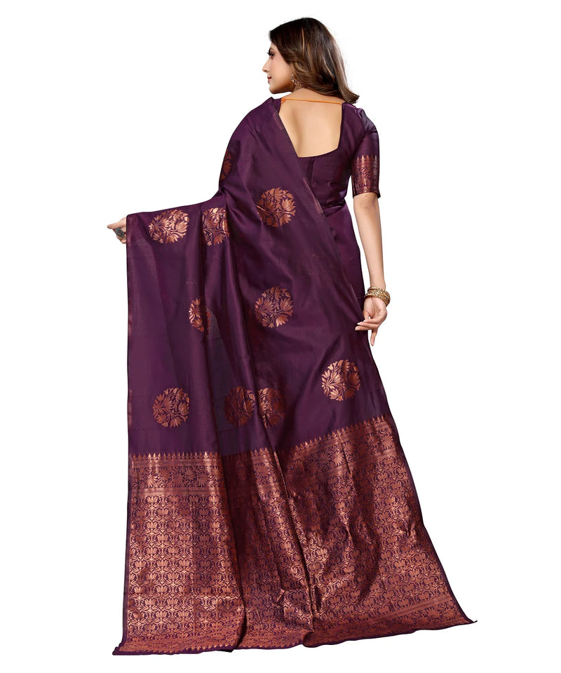 Vamika Purple Banarasi Jacquard Weaving Saree