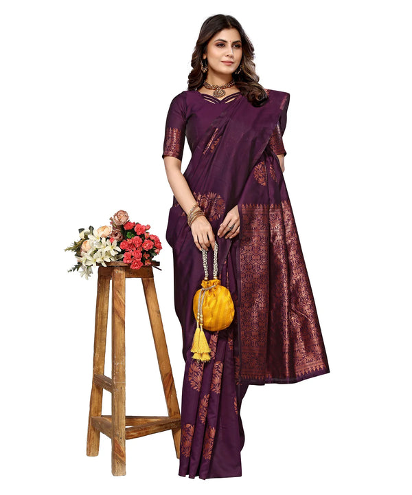 Vamika Purple Banarasi Jacquard Weaving Saree