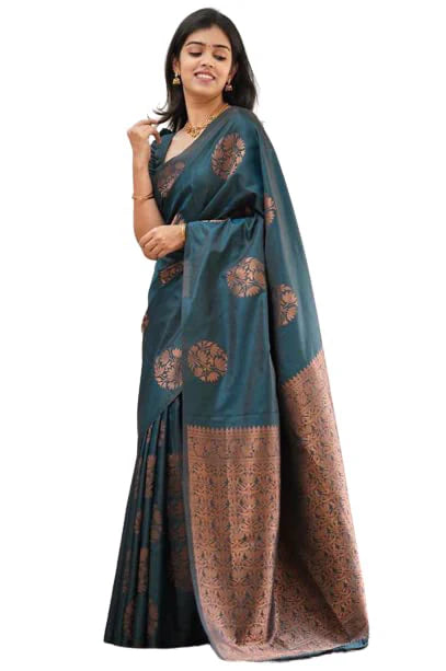 Vamika Rama Banarasi Jacquard Weaving Saree