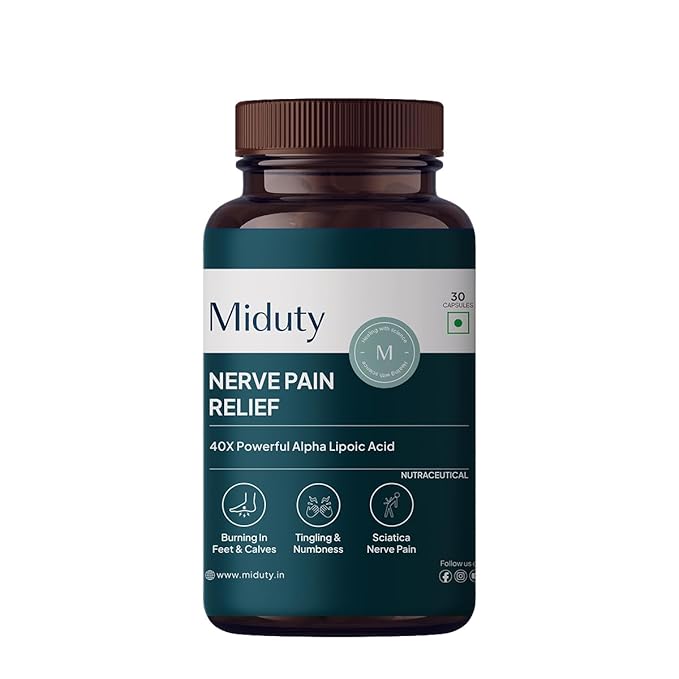 Miduty Nerve Pain Relief Supplement for Nerve Blocks | L-Carnitine, Active Alpha Lipoic Acid 200mg