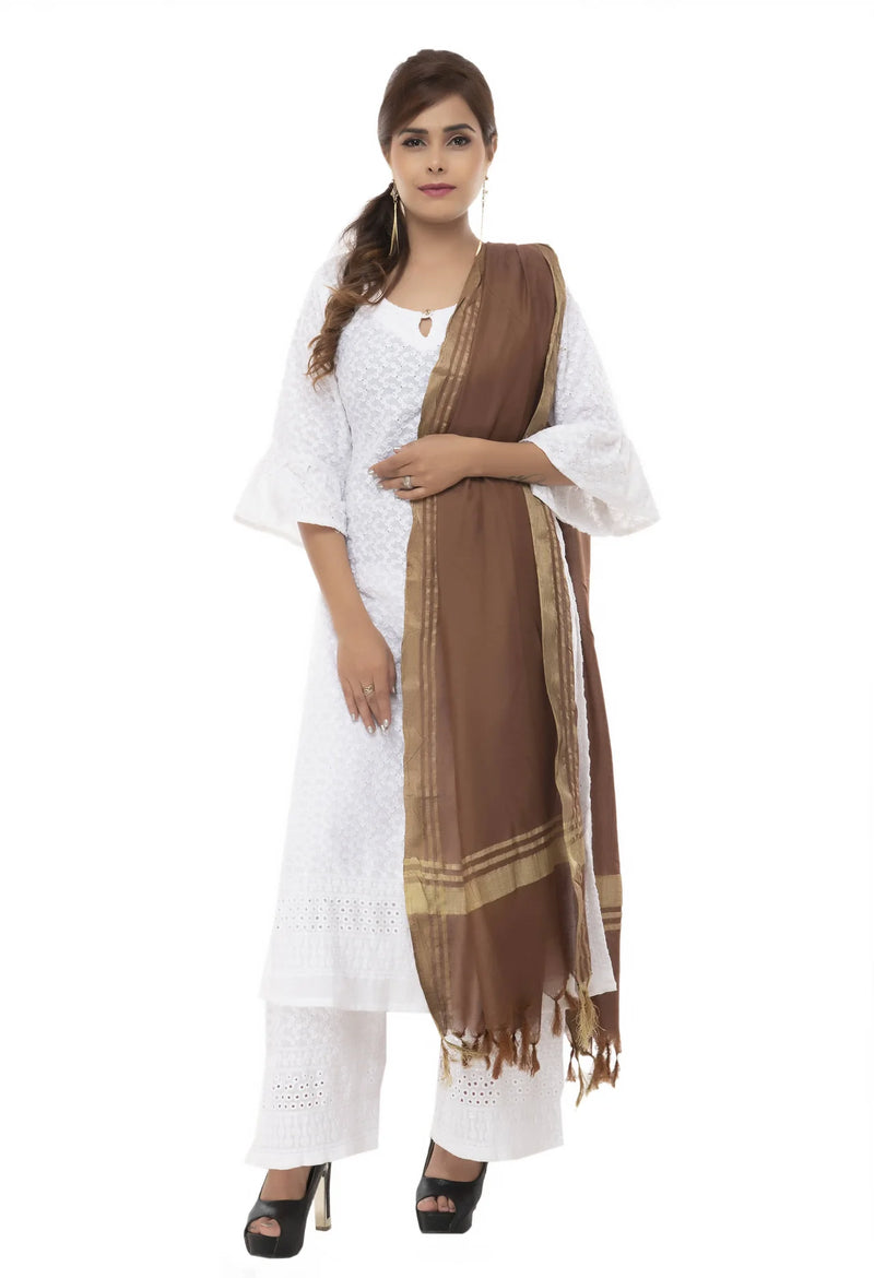 Mominos Fashion Moeza Slub Cotton Brown Dupatta