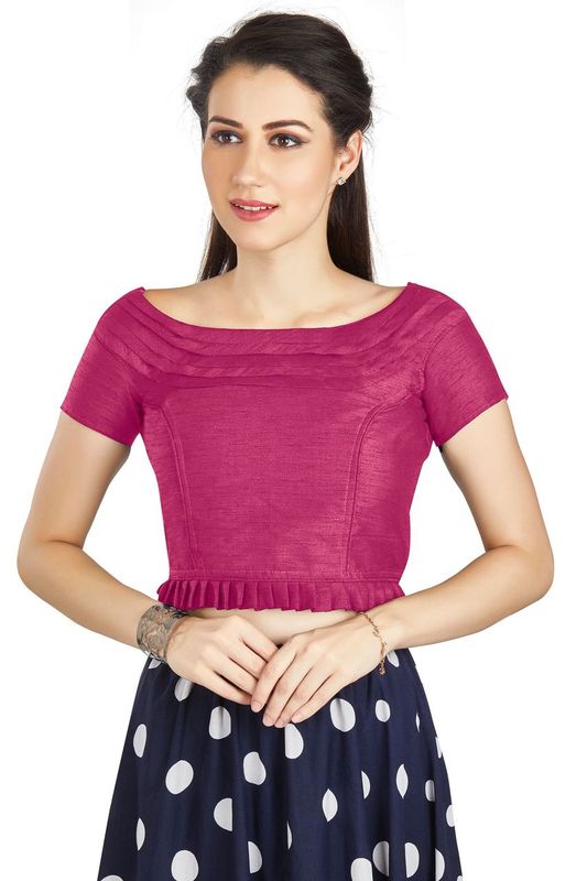 Aastha fashion Pink Art Sleek Pleated Neck Blouse Work Princece Blouse
