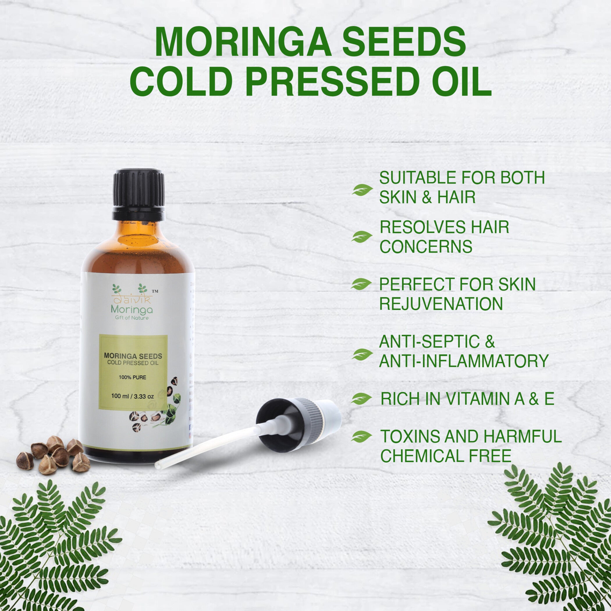 Moringa seeds cold pressed oil
