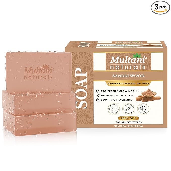 Multani Natural Sandalwood Ayurvedic Soap - 125 gm (Pack Of 3)