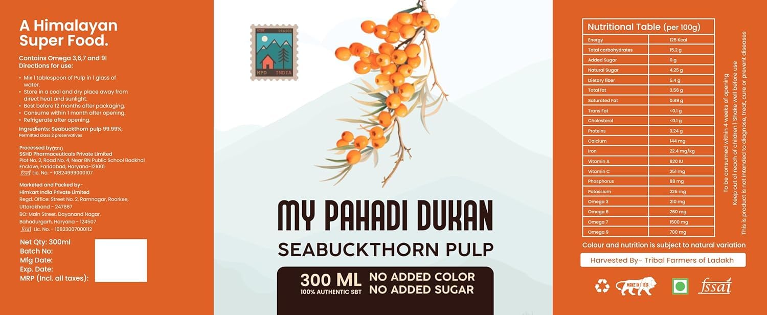 My Pahadi Dukan Himalayan Sea Buckthorn Pulp 300ml