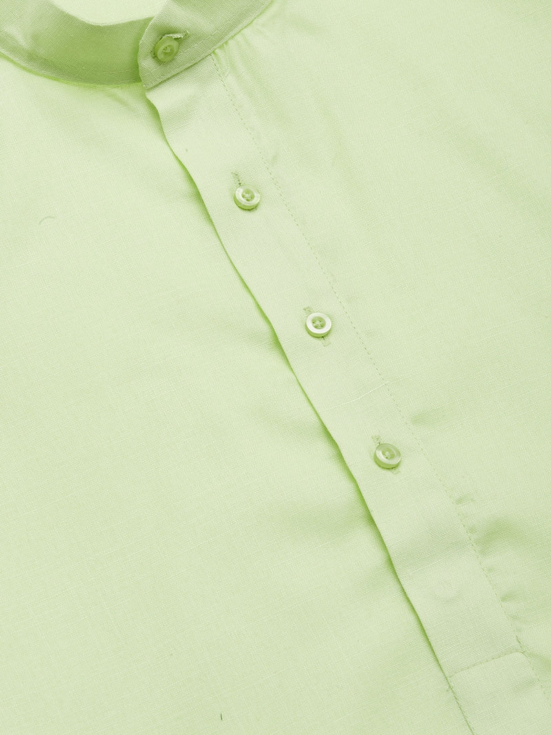 Jompers Men's Lime Cotton Solid Kurta Only