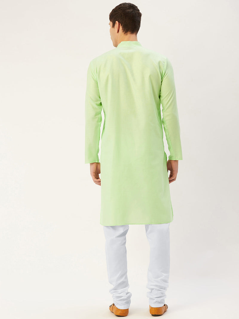 Jompers Men's Lime Cotton Solid Kurta Only