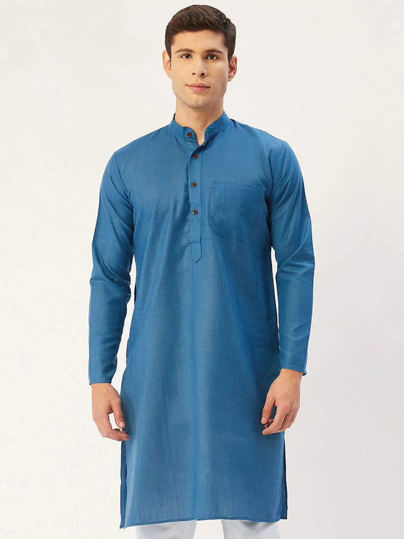 Jompers Men's peacock Cotton Solid Kurta Only ( KO 532 peacock )