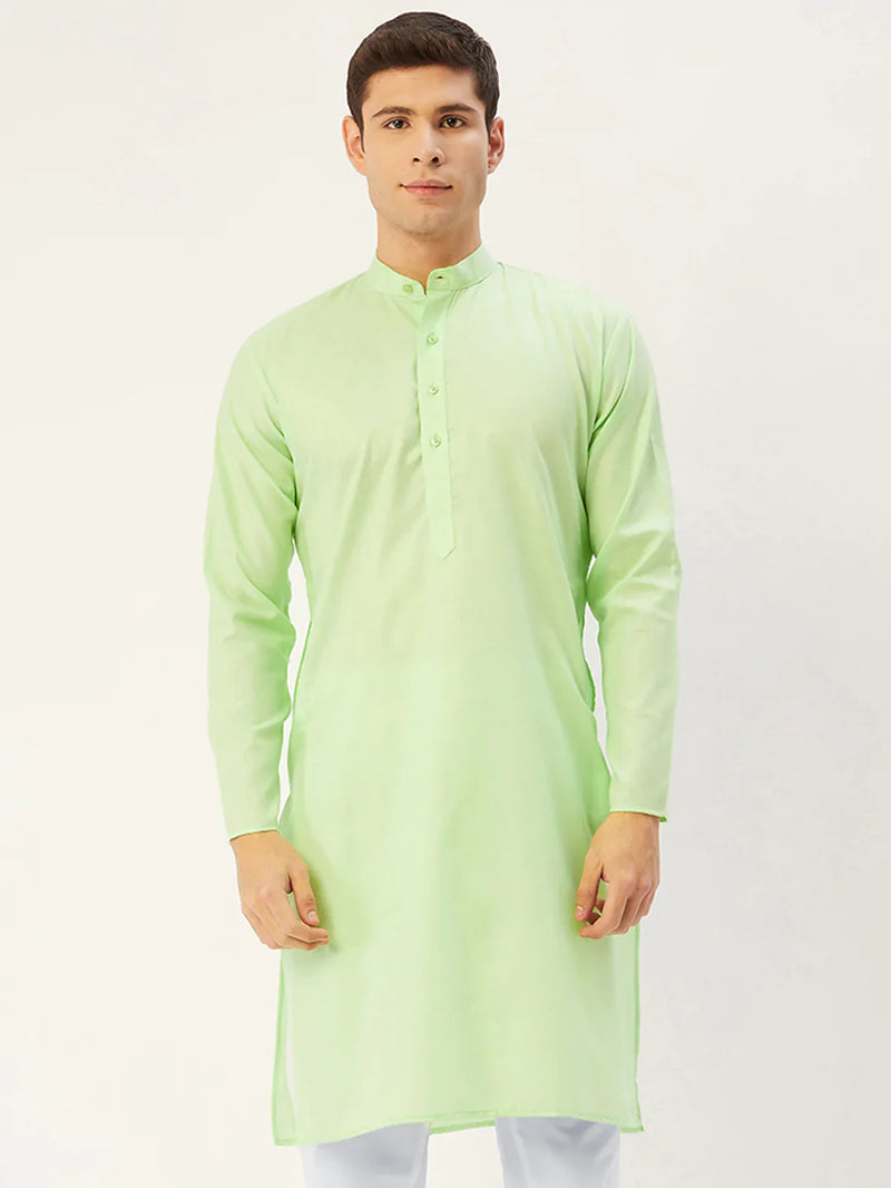 Jompers Men's Lime Cotton Solid Kurta Only ( KO 611 Lime )