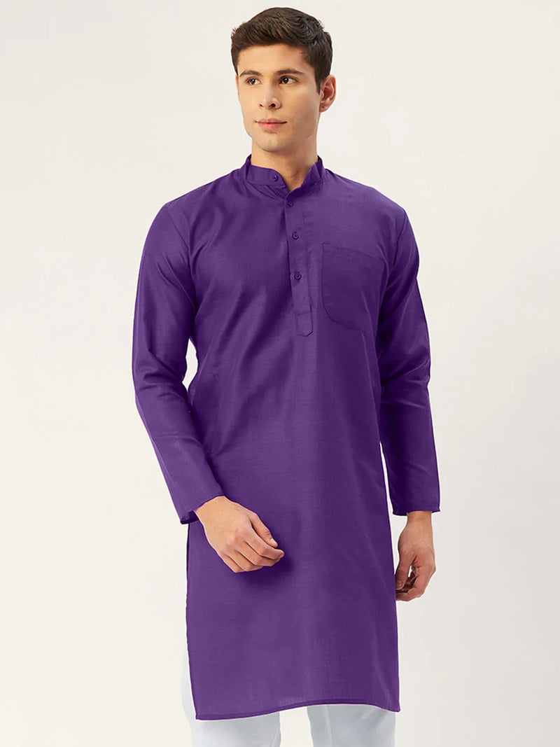 Jompers Men's Purple Cotton Solid Kurta Only ( KO 611 Purple )