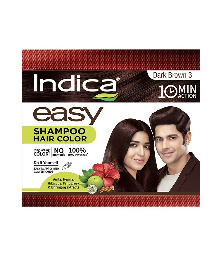 Indica Easy Hair Color Shampoo Dark Brown 3