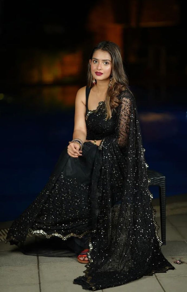 Aastha Black Soft Net Banglori Blouse facbric