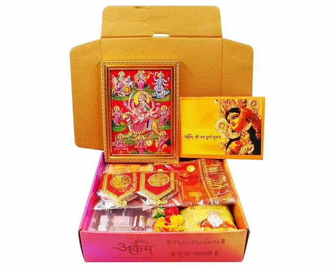 Navdurga Puja Samagri Kit for Durga Pujan/Navratri Puja Kit/Navratri Puja Samagri Kit (40+ Items) with Detailed Puja Vidhi in Hindi