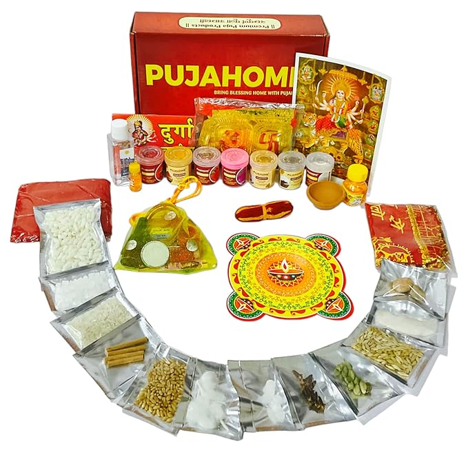 Navratri Puja/Pooja Samagri Kit/Navdurga Puja Kit for Durga Pujan | Navratri Poojan Kit | Ghat sthapna Poojan Kit| Maa Laxmi-Ambe-Durga(30+ Items Kit)