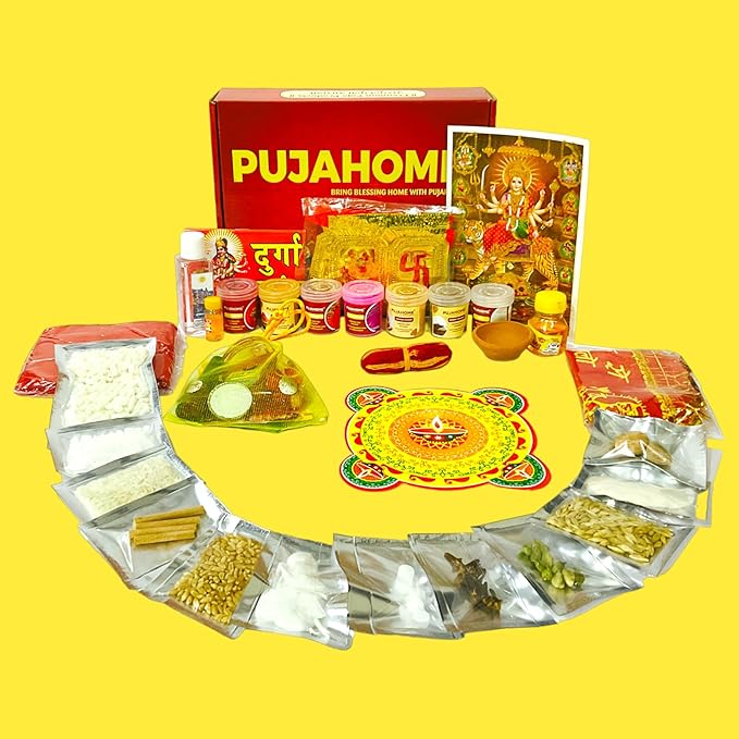 Navratri Puja/Pooja Samagri Kit/Navdurga Puja Kit for Durga Pujan | Navratri Poojan Kit | Ghat sthapna Poojan Kit| Maa Laxmi-Ambe-Durga(30+ Items Kit)