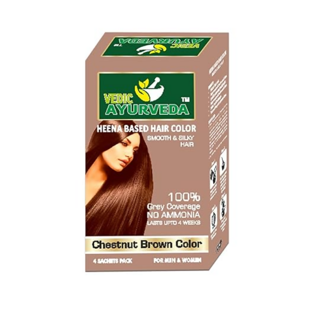 VedicAyurveda Henna Based Hair Colour, Natural brown and Chestnut Brown