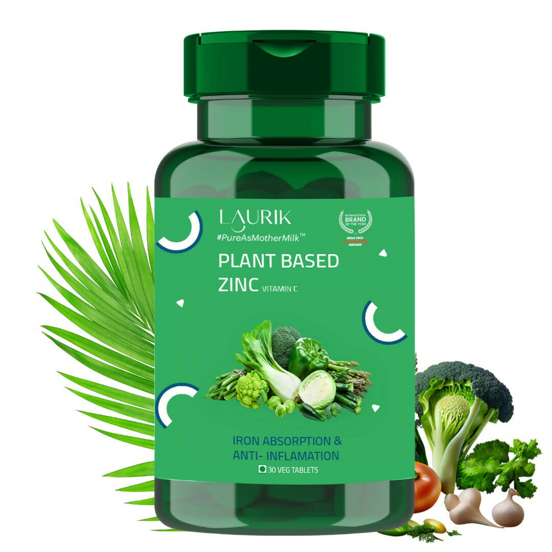 Laurik Plant Based Zinc And Vitamin C Tablets | Supplements Help Iron Absorption And Immune Support For Men And Women