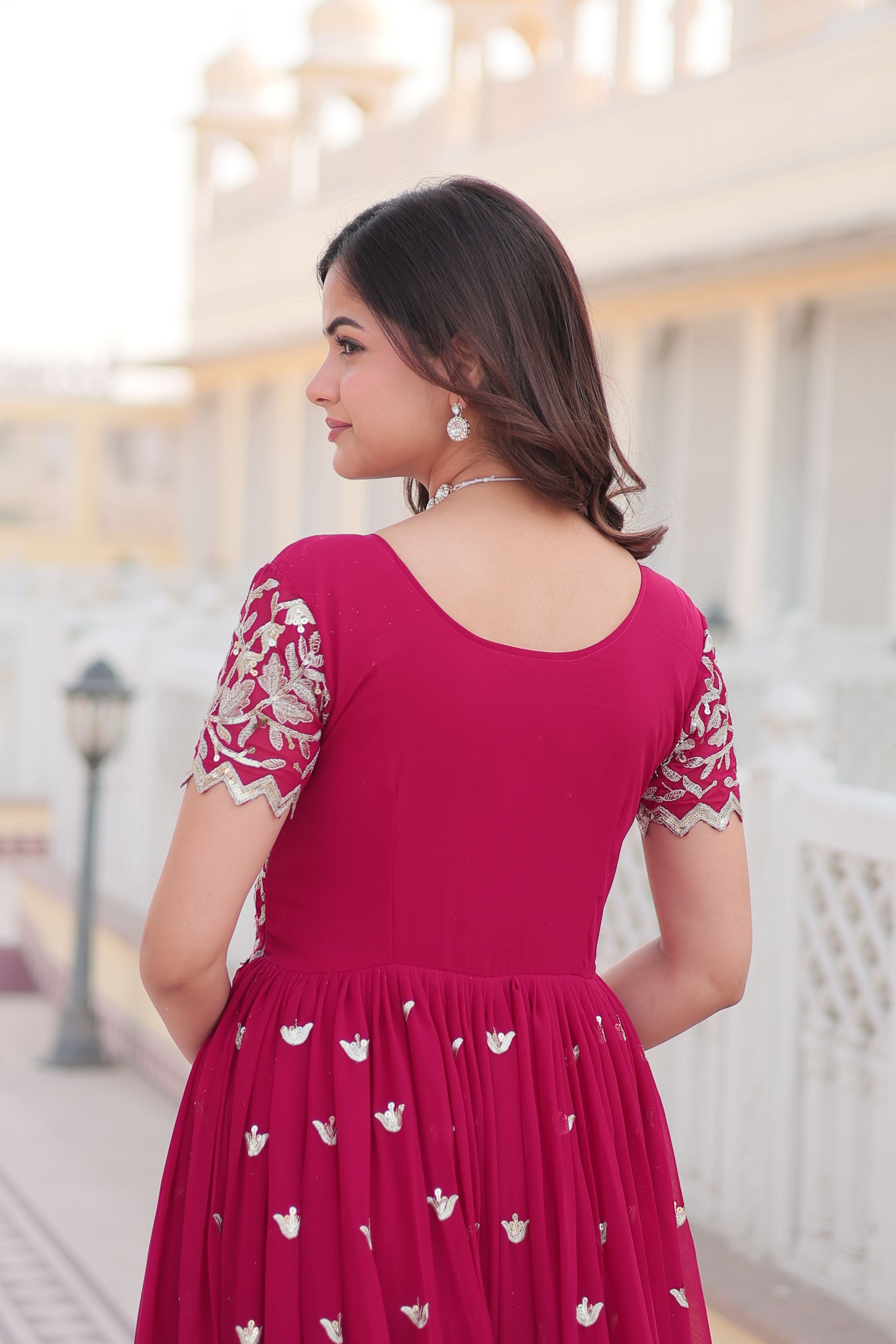 Aastha Pink Faux Blooming with Gown Embroidery Sequins Embroidered work