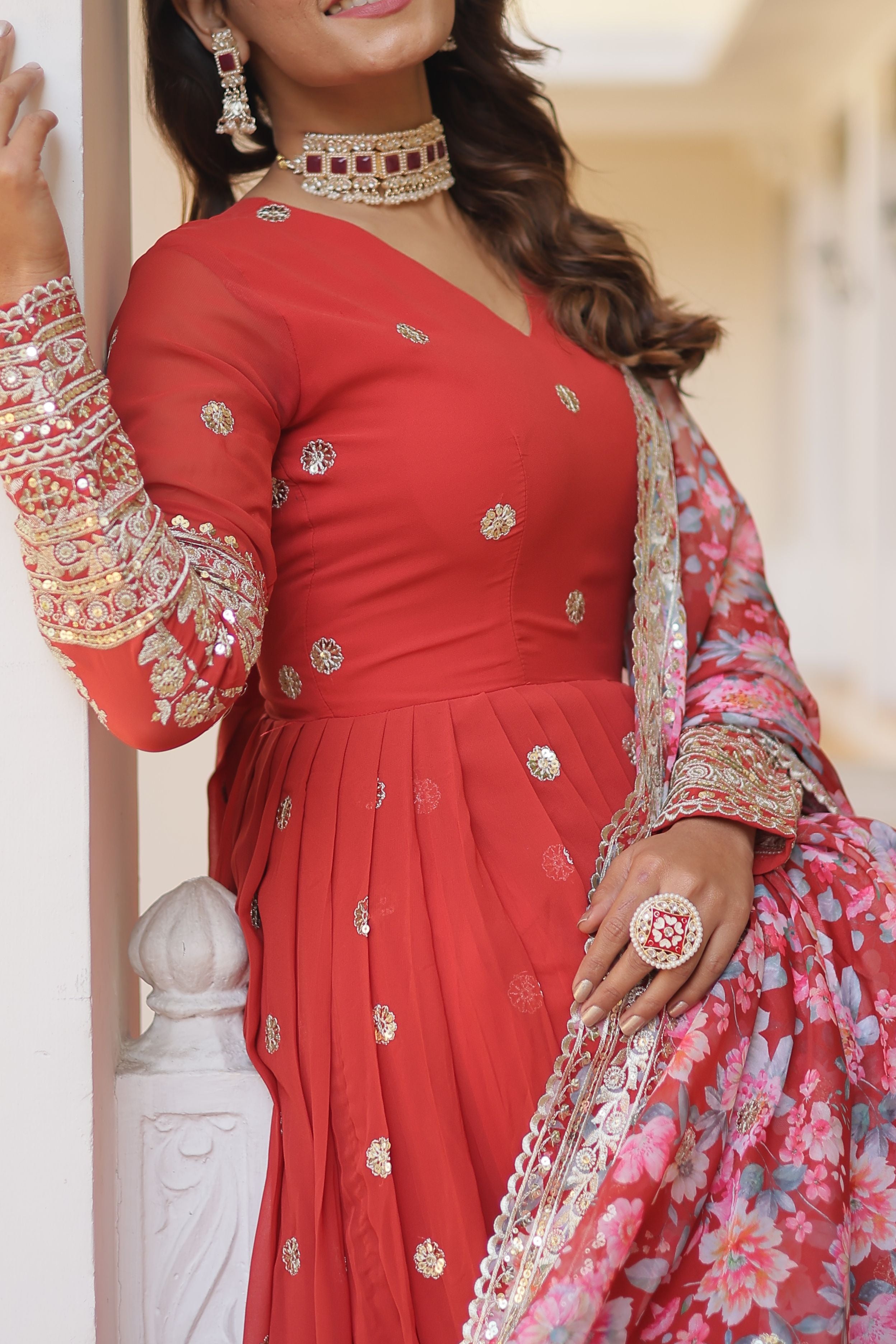 Aastha Black Faux Georgette with Gown Embroidery Sequins Embroidered work