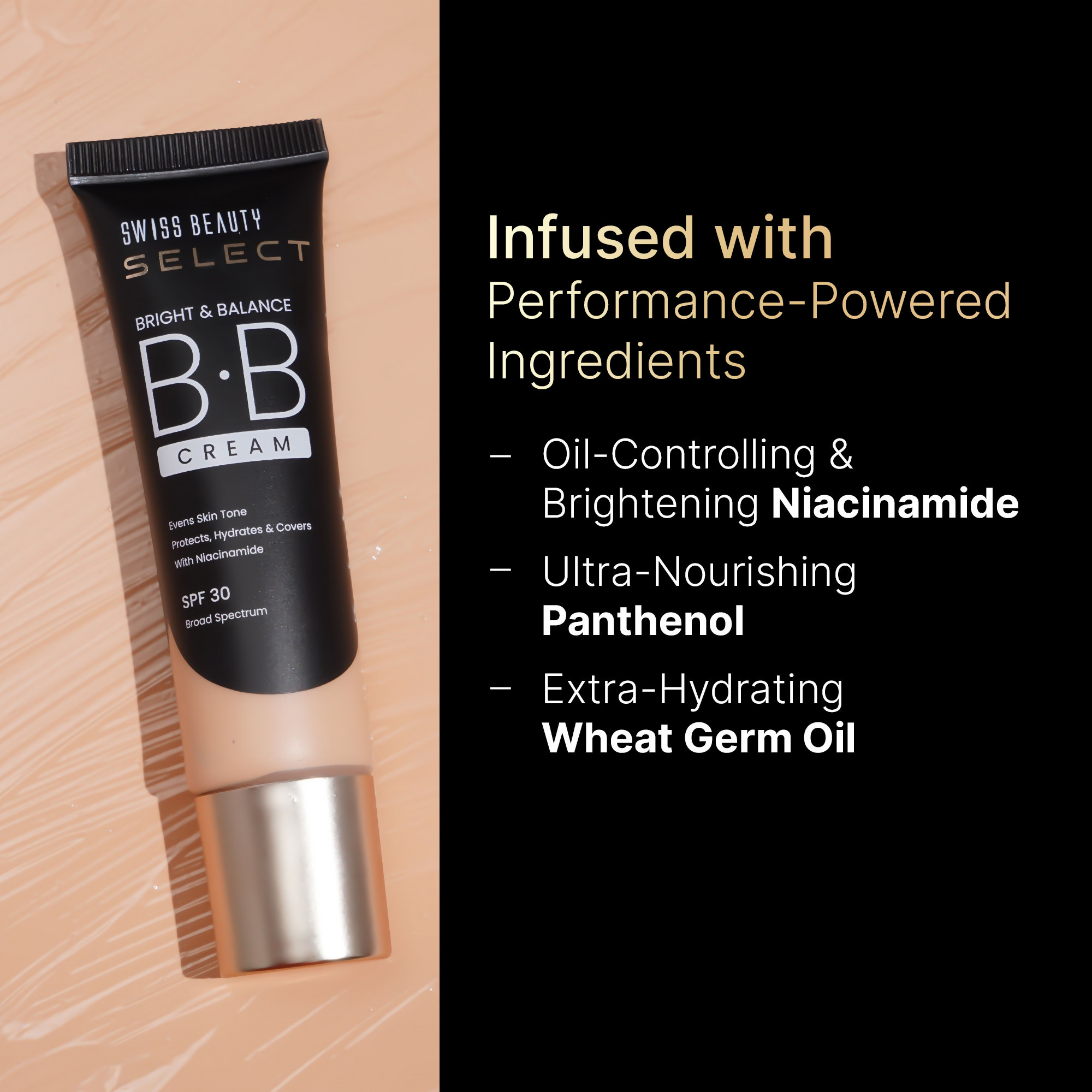 Swiss Beauty Select Bright & Balance BB Cream With Niacinamide - 5 Radiant Honey