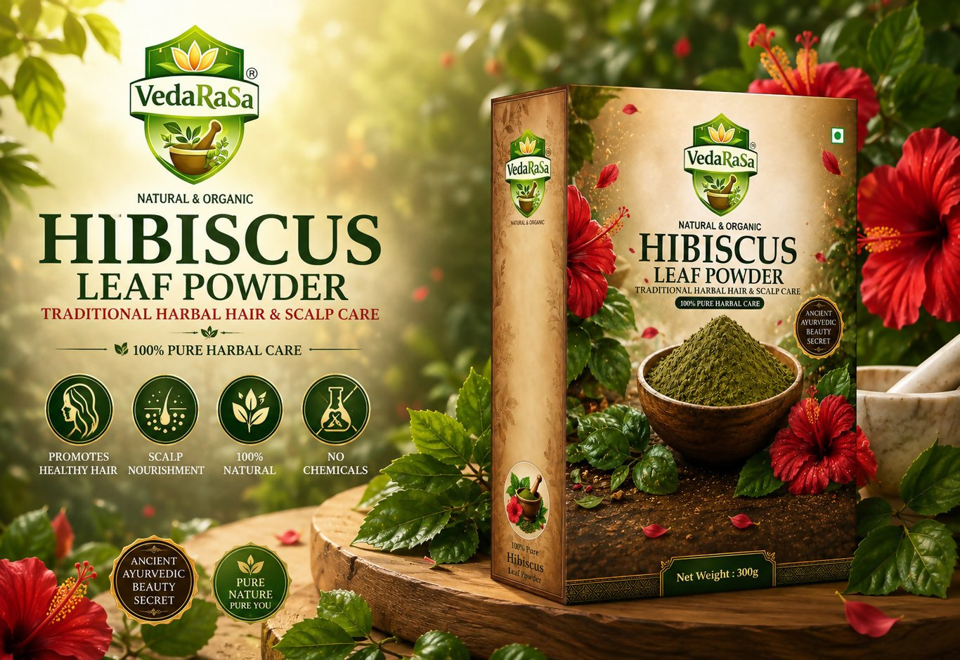 VedaRasa Dried Hibiscus Leaf Powder