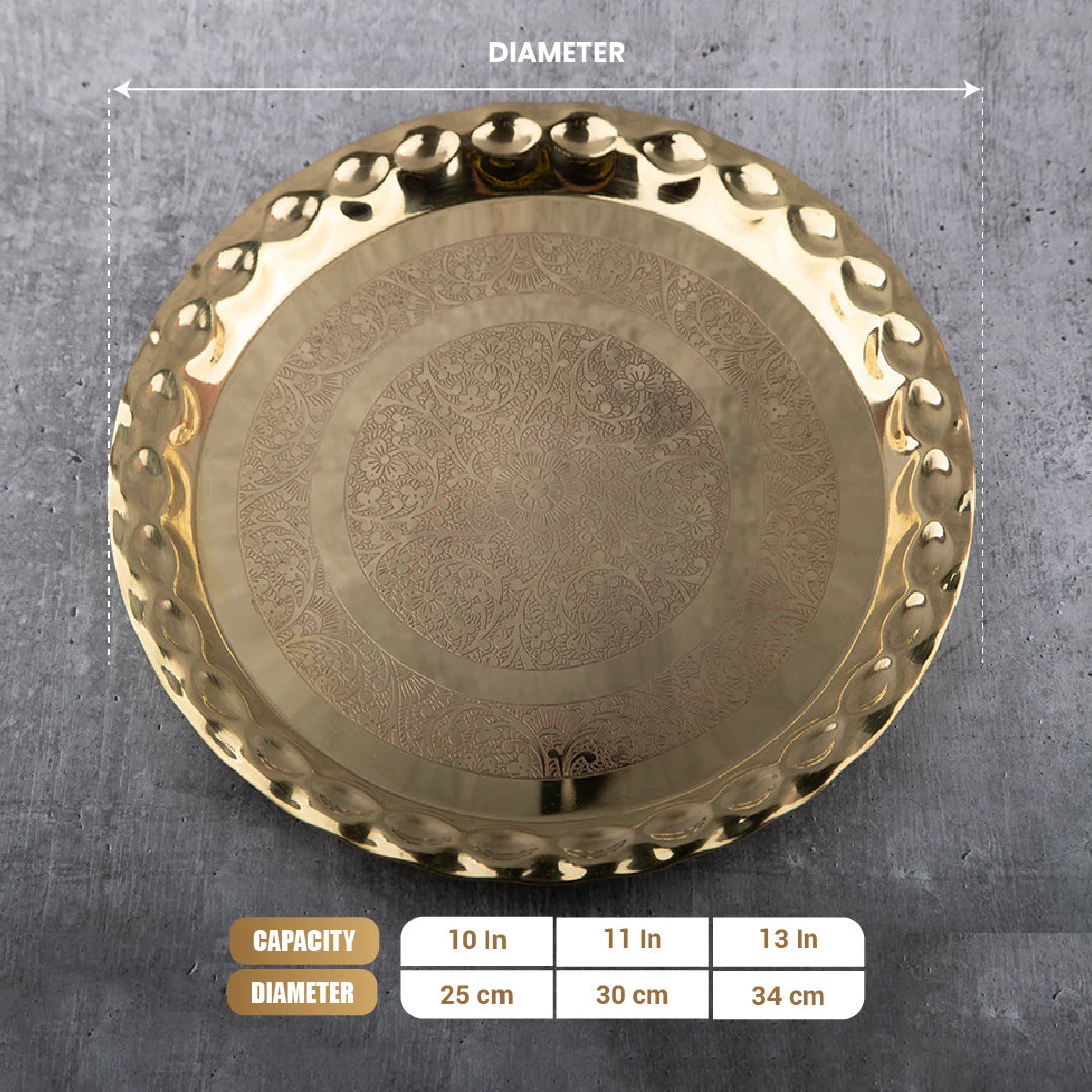 Health Smith Pure Brass Paan Thal | Brass Thali/Plate for Serving