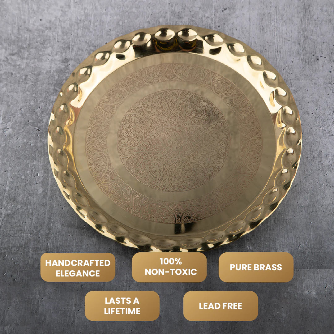 Health Smith Pure Brass Paan Thal | Brass Thali/Plate for Serving