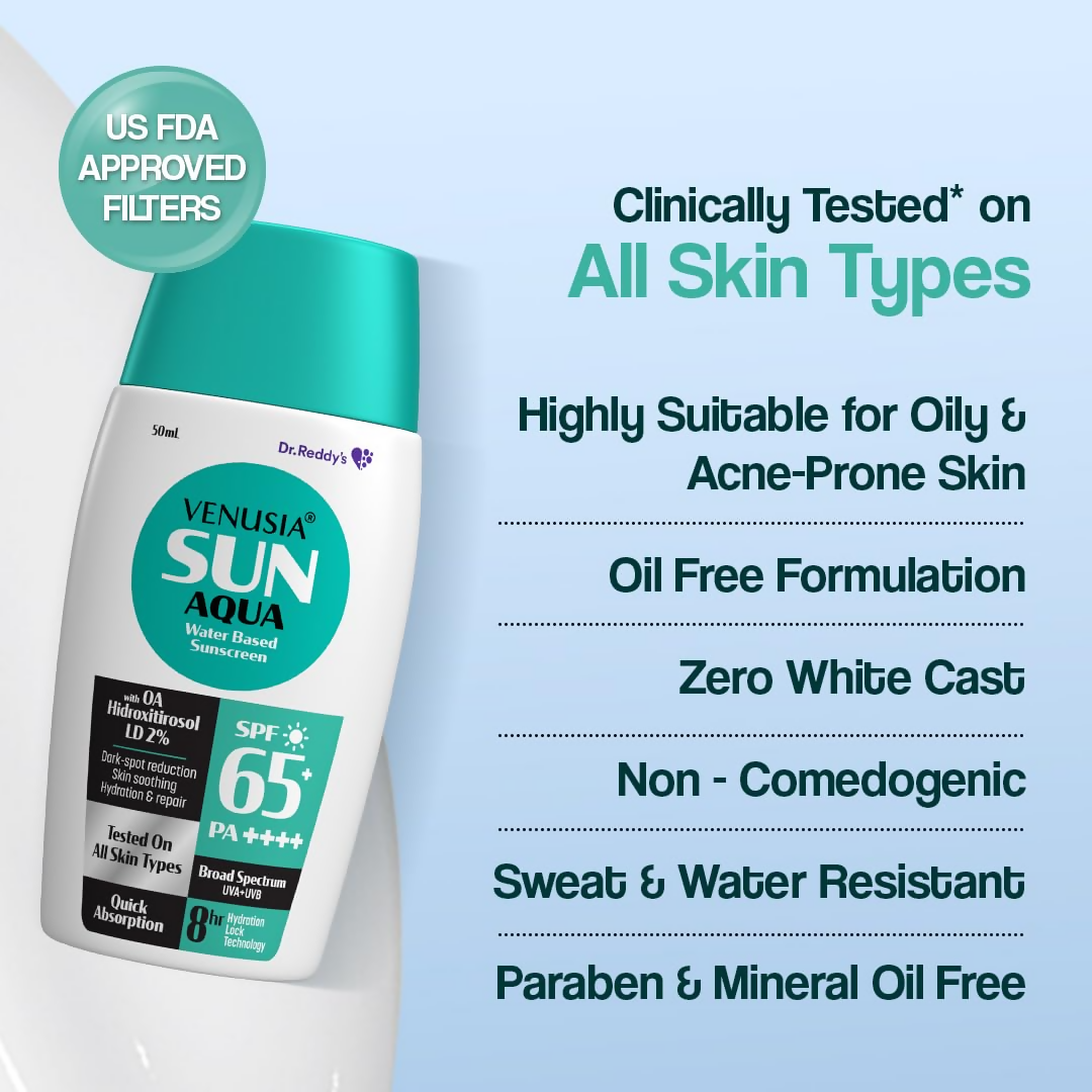 Dr. Reddy's Venusia Sun Aqua Water Based Sunscreen SPF 65 For Oily & Acne Skin