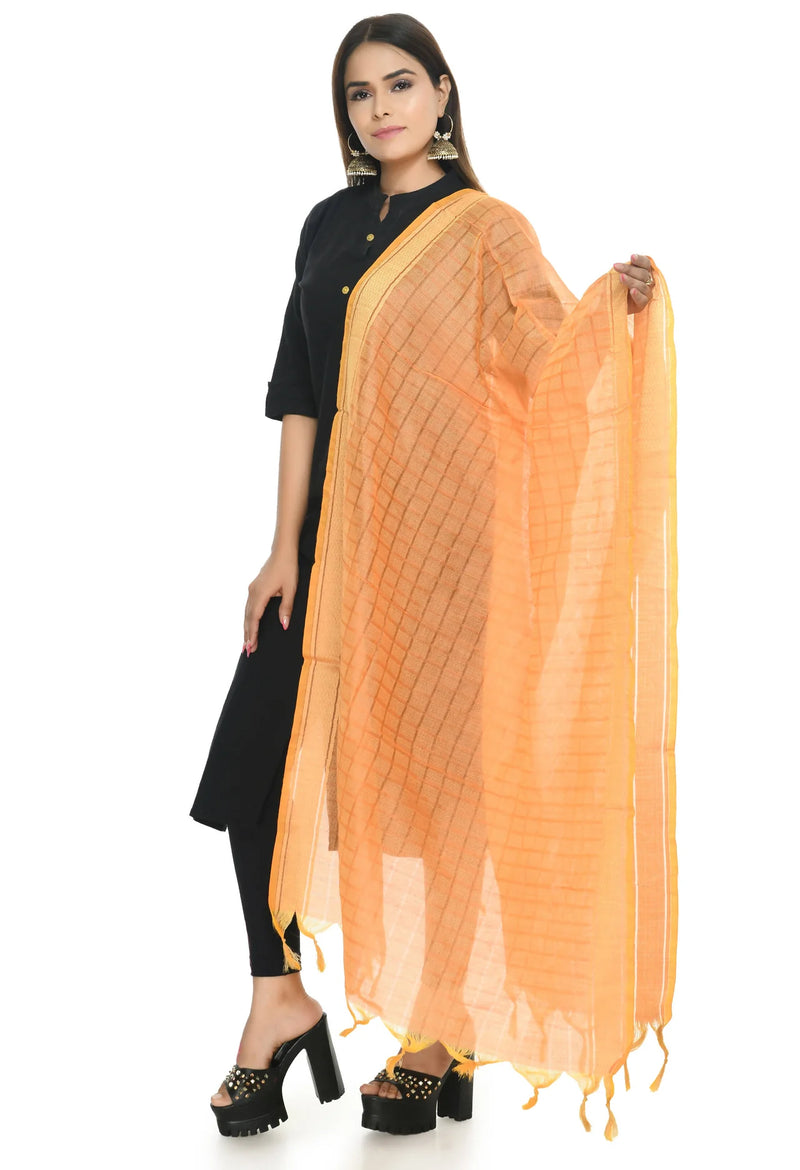 Mominos Fashion Moeza Handloom Cotton Light Orange Dupatta