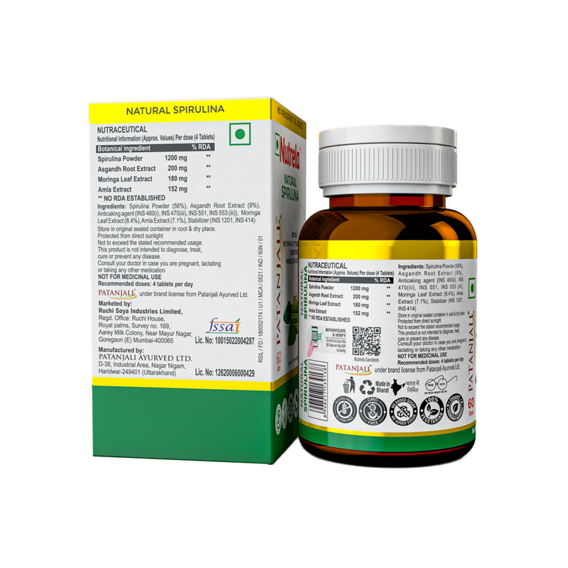 Patanjali Nutrela Spirulina Tablets with Ashwagandha