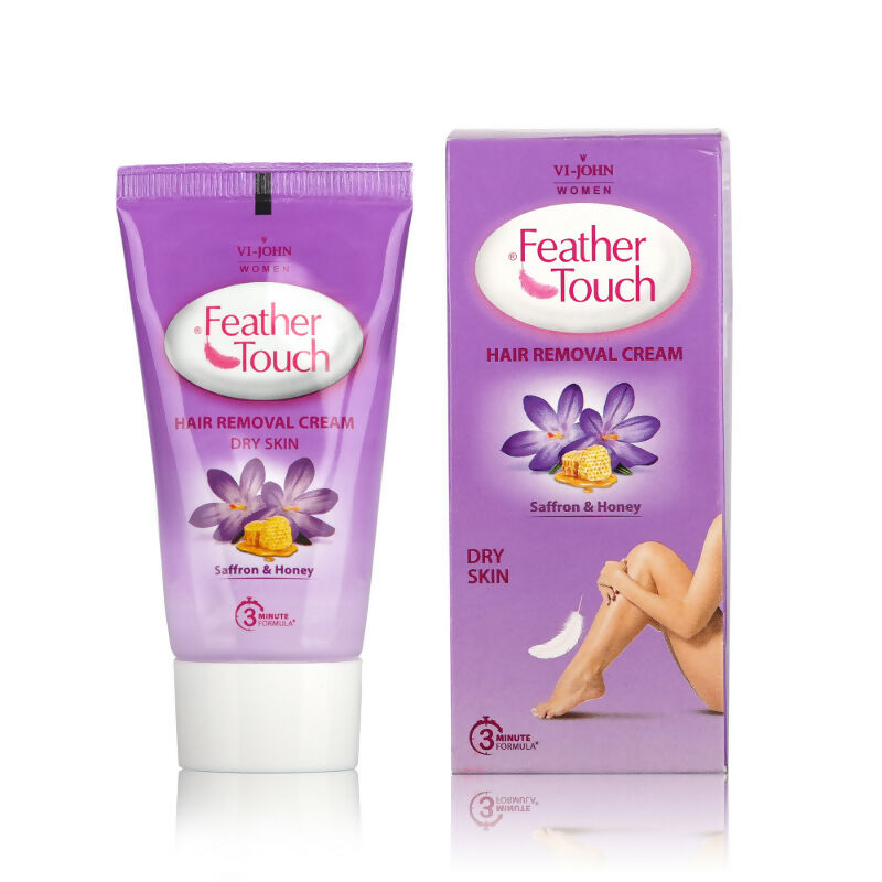 VI-JOHN Feather Touch Saffron & Honey Hair Removal Cream for Women for Dry Skin, Suitable for Legs, Underarms, Bikini Line, Arms