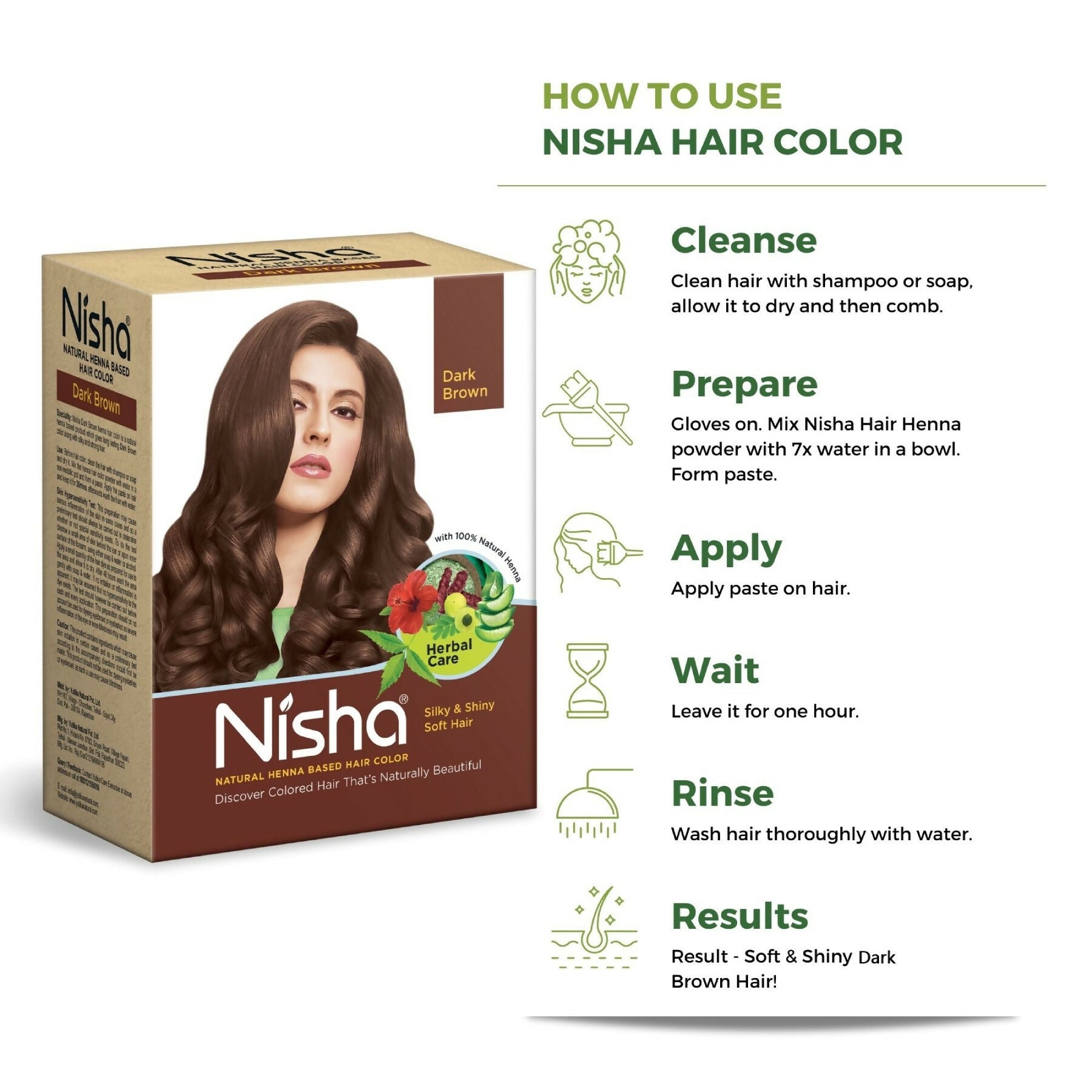 Nisha Henna Based Hair Colour for Women & Men Dark Brown