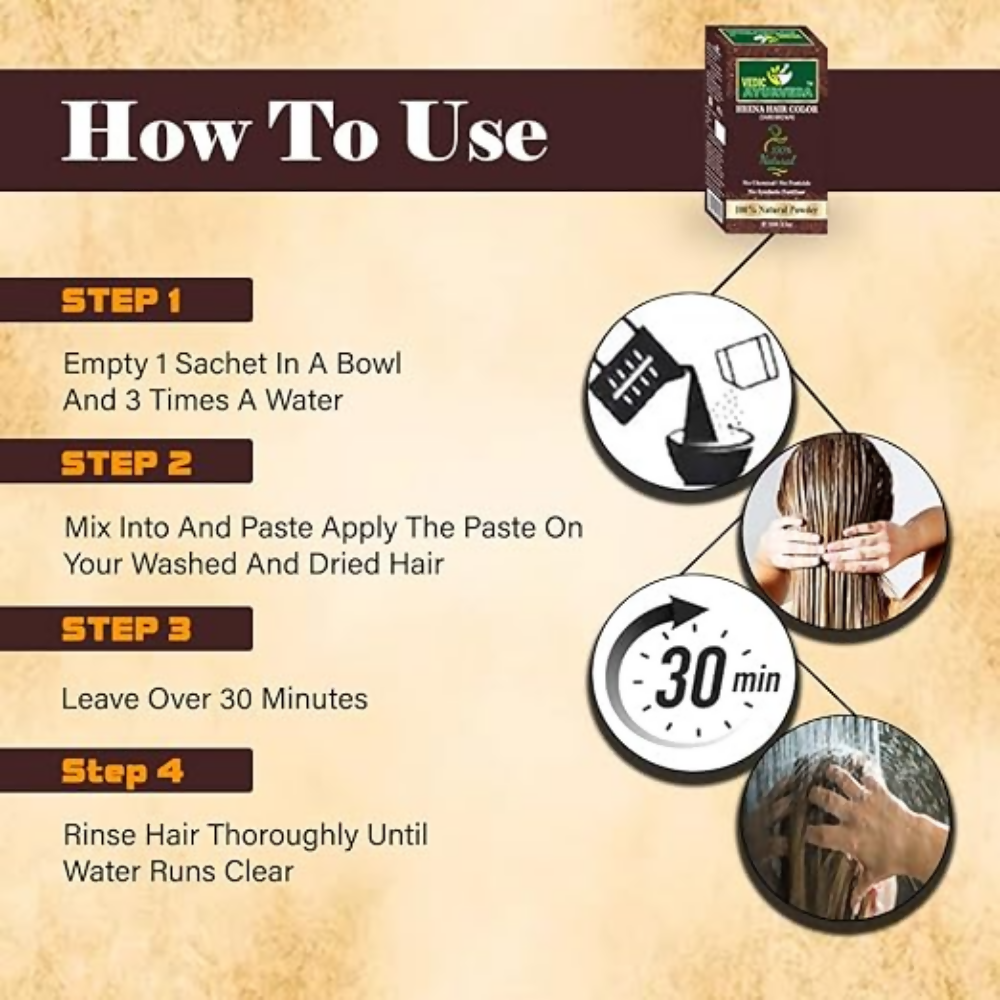 VedicAyurveda Natural Soft Black Henna Hair Color & Natural Dark Brown Henna Hair Color