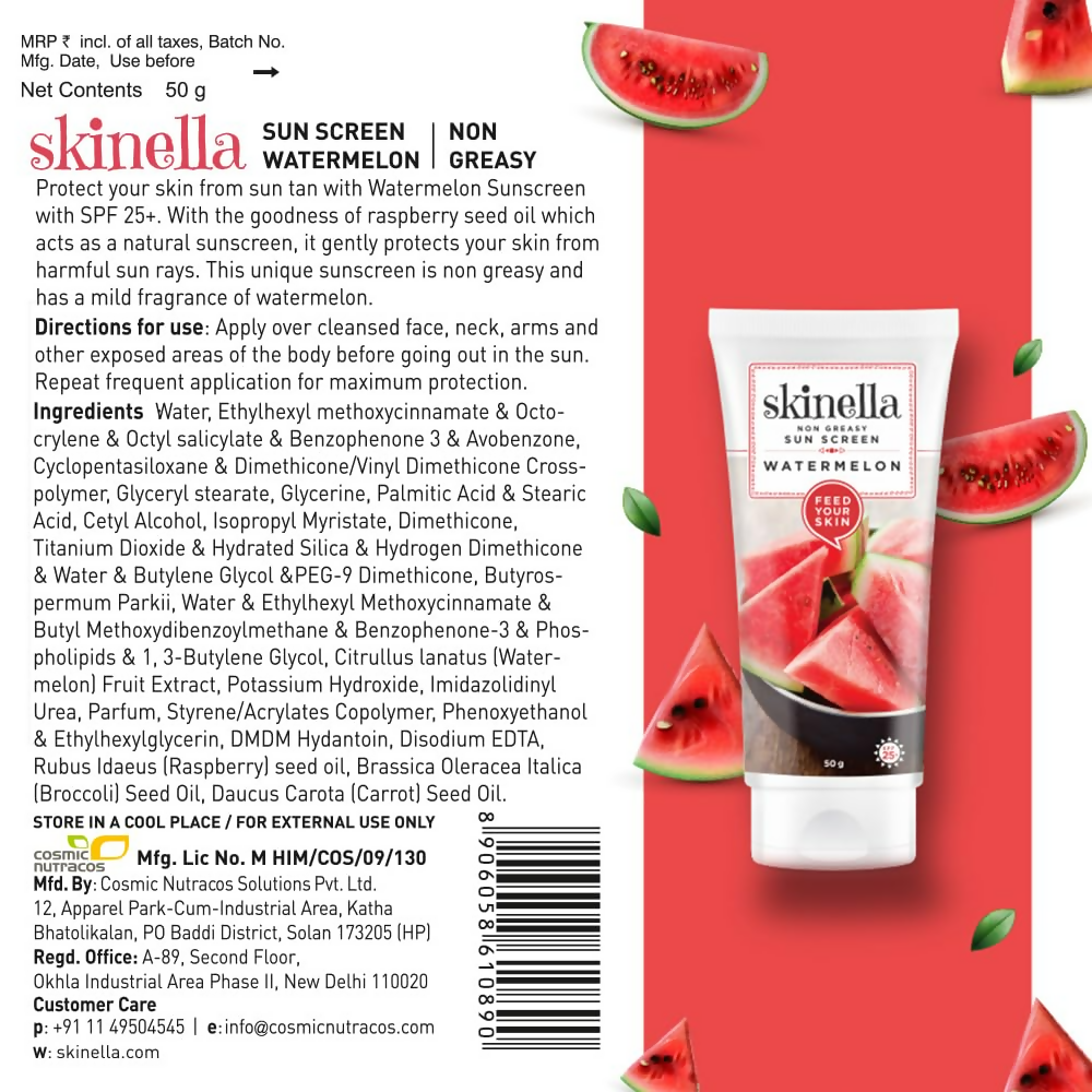 Skinella Sun Screen - Non Greasy Watermelon (Spf 25+) Vitamin C