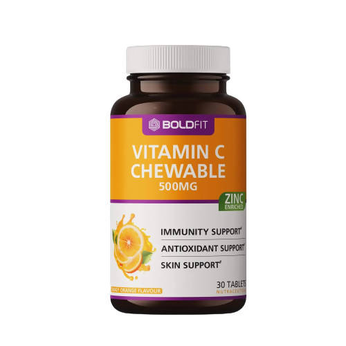 Boldfit Vitamin C 500mg Chewable Tablets (Tangy Orange Flavor)