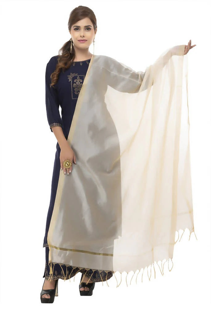 Mominos Fashion Light Golden Banarsi Piping Dupatta