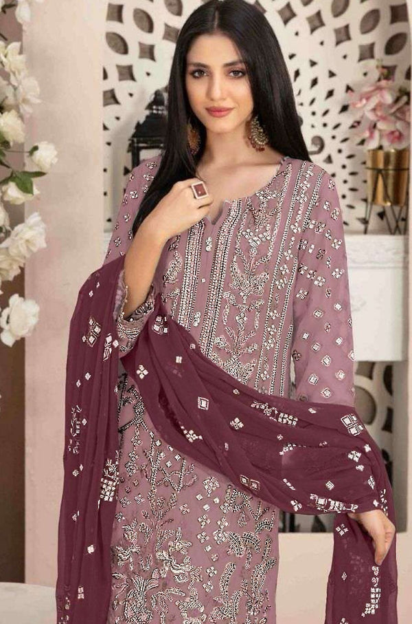 Aastha Rosy Brown Dupatta with Georgette Santoon kurti fabric
