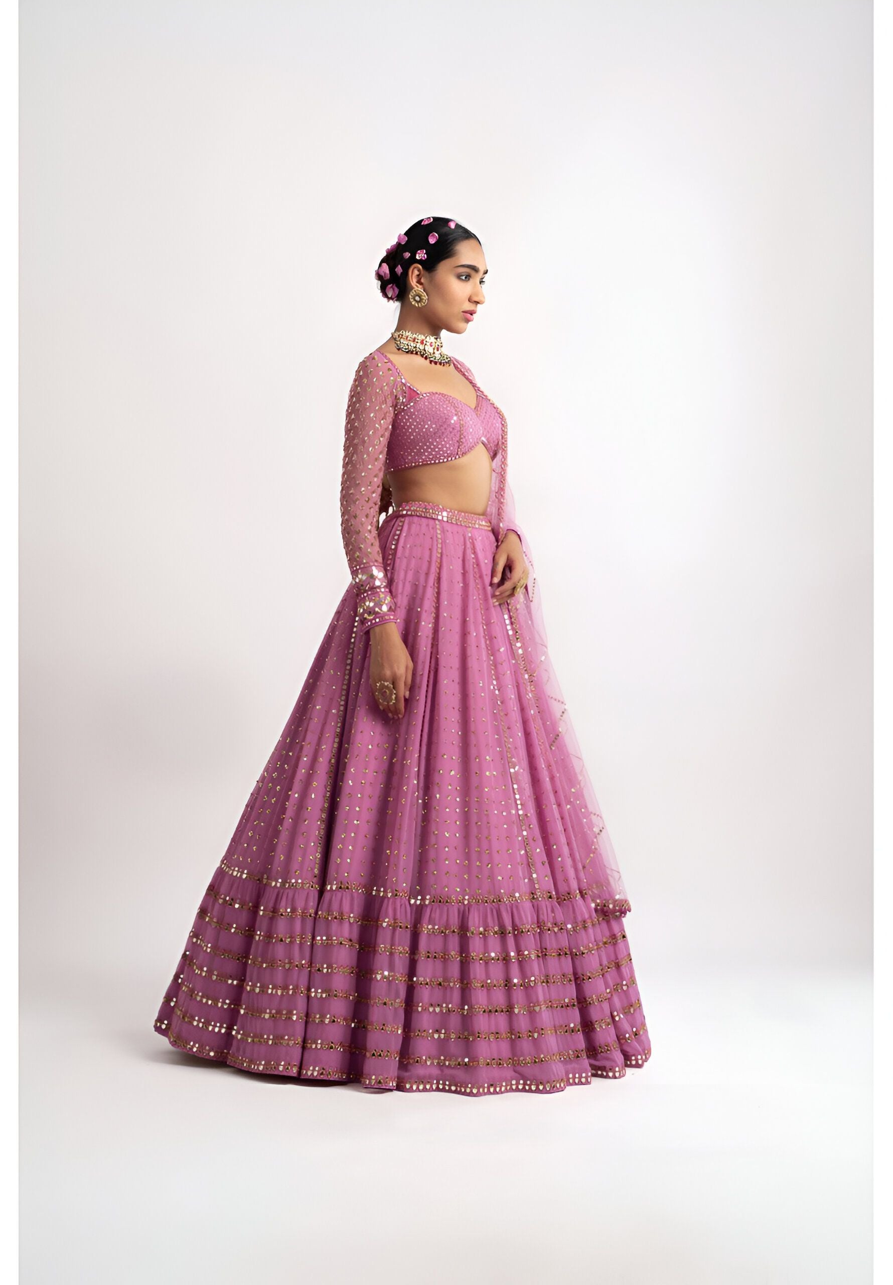 Aastha fashion pink Lehenga Choli with faux georgette blouse fabric