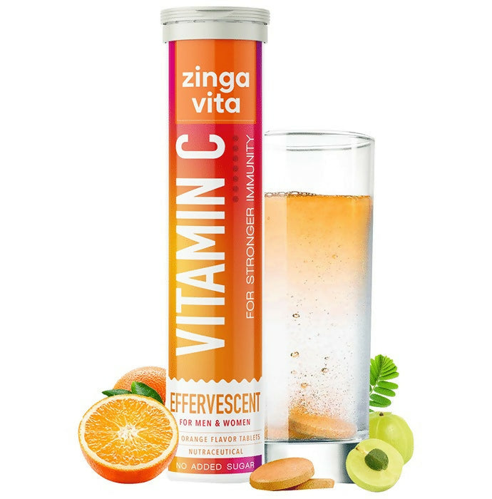 Zingavita Vitamin C Effervescent Tablets for Stronger Immunity - Orange Flavor