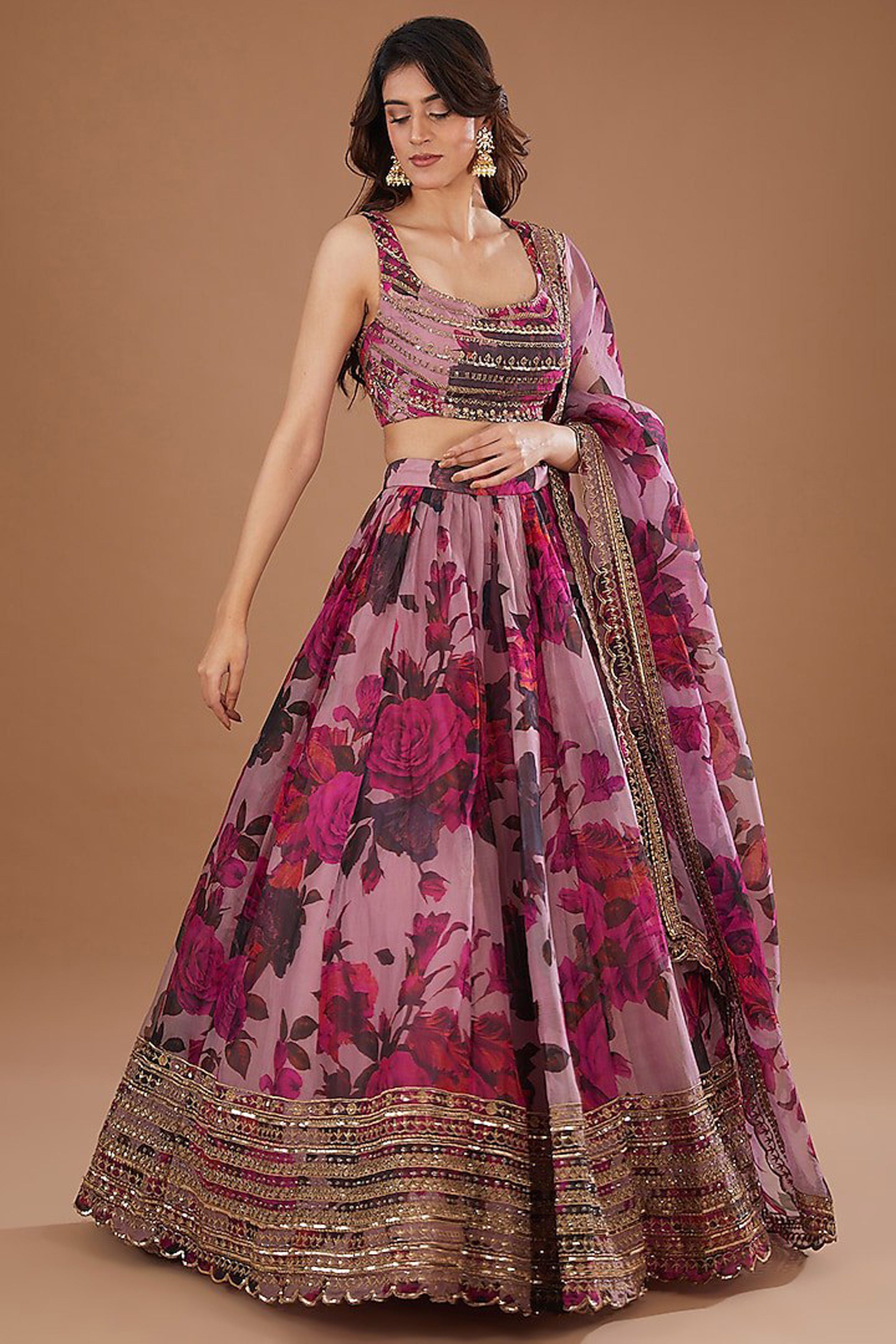 Aastha fashion off light purple Lehenga Choli with organza blouse fabric