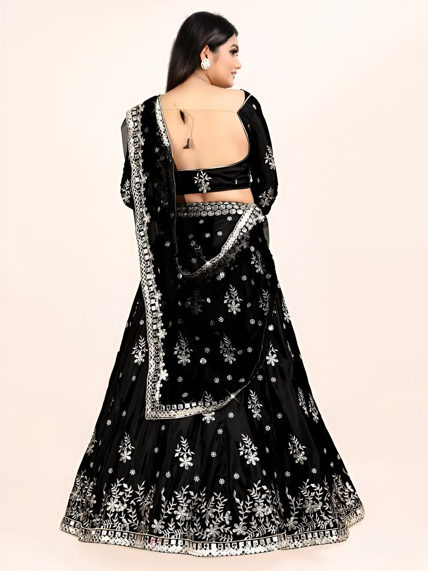 Aastha fashion off black Lehenga Choli with faux georgette blouse fabric